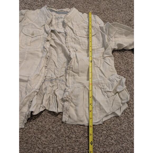 Louie Jacket Cream 100% Linen Size 14 Women Lagenlook Buttons Peplum Hem. - Picture 5 of 5